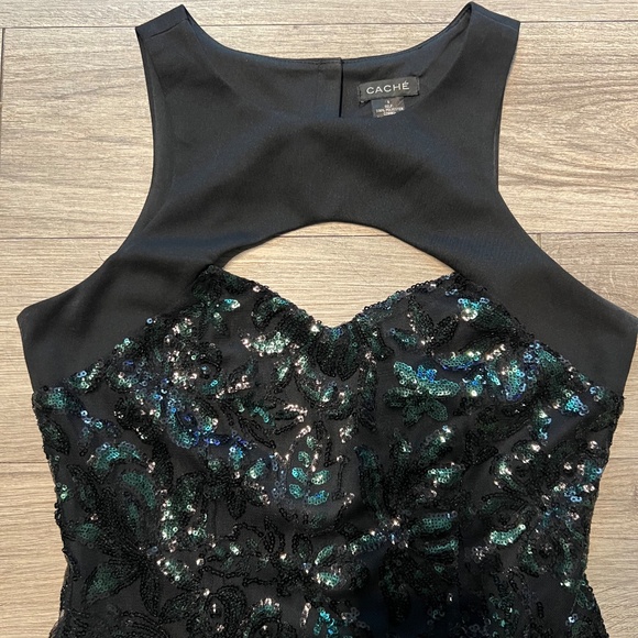 Cache black and green sequin mini dress - Picture 2 of 9